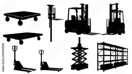 Warehouse Equipment and Material Handling Silhouettes