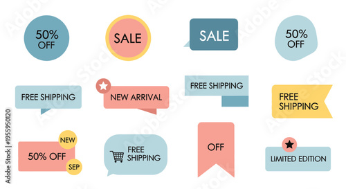 Colorful sale discount labels and stickers 3.