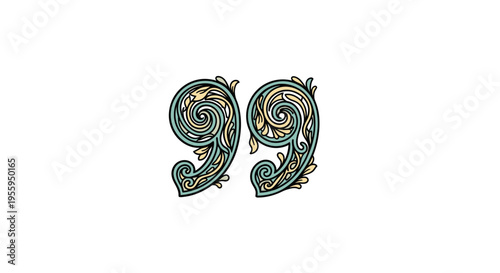 Decorative number ninety nine symbol.