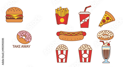 Fast Food Items on White Background 16.