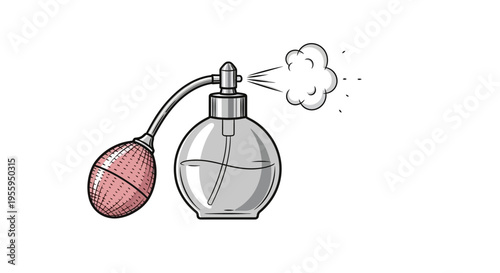 Vintage Perfume Atomizer Spraying Fragrance Mist