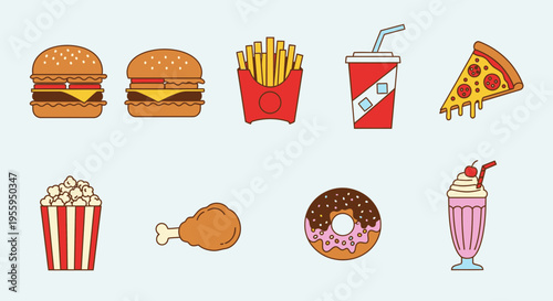Fast food menu items on table 1.