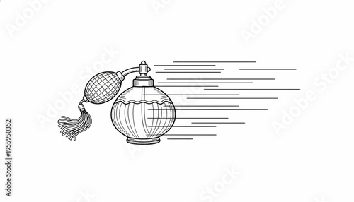 Vintage Perfume Bottle with Spray and Speed Lines