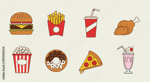 Fast food menu items on table.