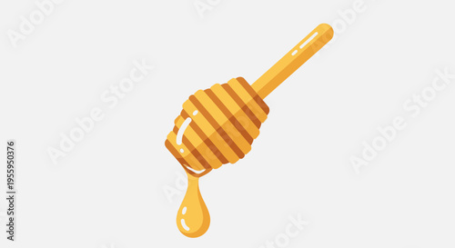 Golden honey dipper with dripping honey.