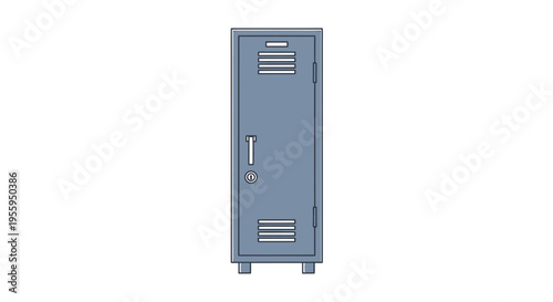 Gray metal locker with handle.