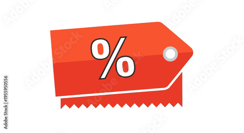 Red discount label with percentage sign 1.