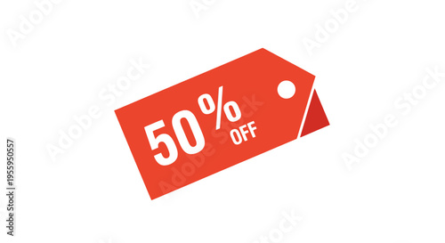 Red Fifty Percent Off Discount Tag.