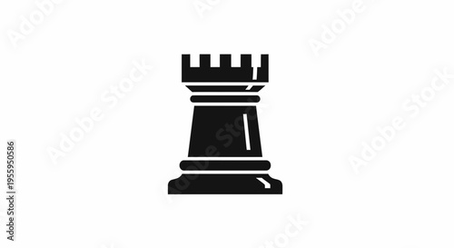 Rook chess piece on white background.