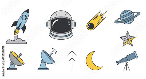 Space exploration and astronomy icons.