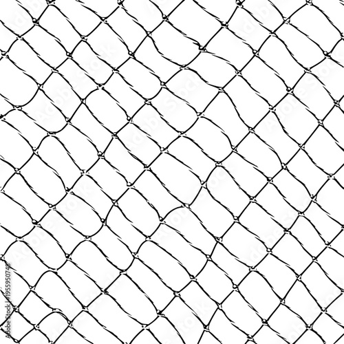 Black Chain Link Fence on White Background