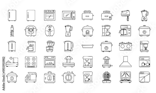 Kitchen Home Appliances Outline Icons
