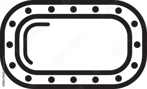 running track oval shape with lanes and dots representing sports and athletic competition on transparent background