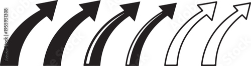 Swoosh style arrow icons with different thickness and outlines representing movement and dynamic speed for corporate branding and logistics