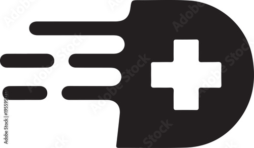 Stylized black game controller icon with motion blur effect representing speed and action for gaming and esports