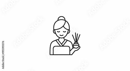 Spa Woman Holding Aromatherapy Diffuser, Relaxing Wellness Icon