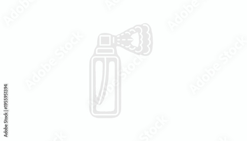 Spray Bottle Icon with Mist Cloud, Simple Line Art, Isolated on White Background