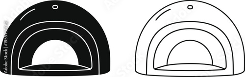 Stone hearth oven and line drawing Vector