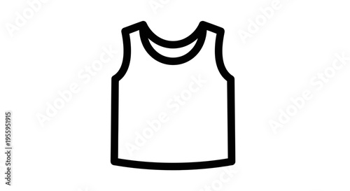 Simple Line Icon of a Tank Top Shirt, Minimalist Clothing Graphic