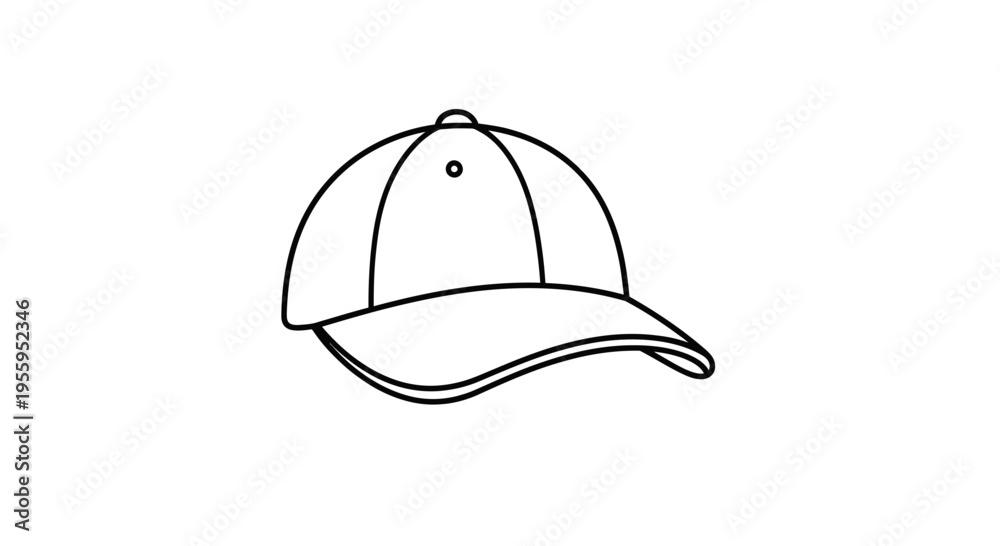 Fototapeta premium Simple Line Drawing of a Baseball Cap