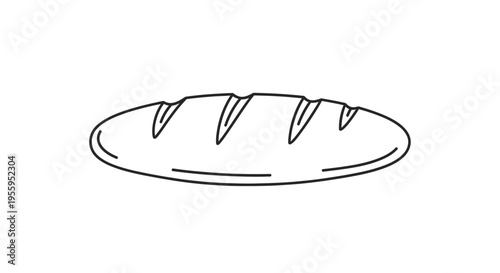 Simple Line Art Illustration of a Loaf of Bread