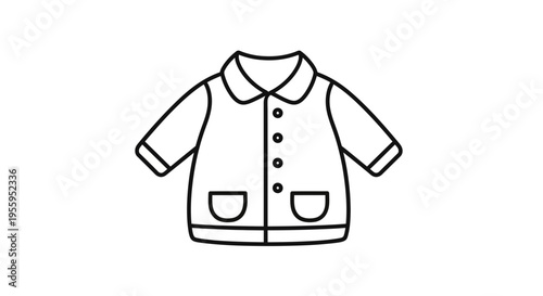 Simple Line Drawing of a Baby Jacket with Pockets and Collar