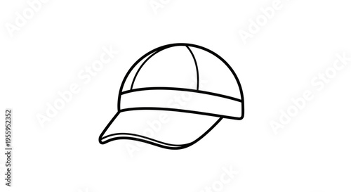 Simple Line Drawing of a Baseball Cap on White Background