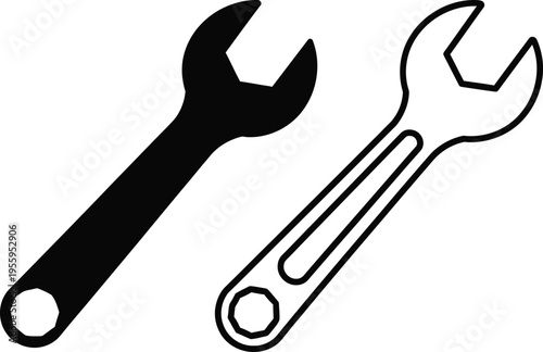 Wrenches tools black white Vector