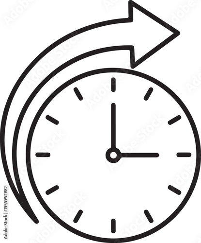 Clock with arrow, time passing, progress, future, deadline approaching, time warp, journey, cyclical time, forward movement, history