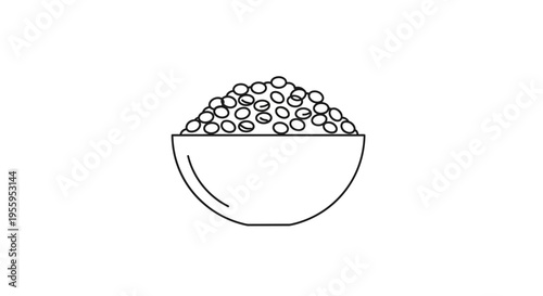 Simple Line Art Icon of a Bowl Full of Lentils or Beans