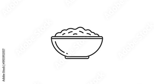 Simple Line Art Icon of a Bowl of Cereal or Porridge