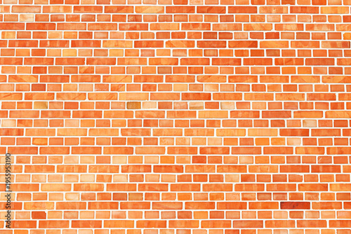 Orange brick wall texture with visible pattern. Masonry surface with bricks and mortar joints. Architectural background with repeating structure.