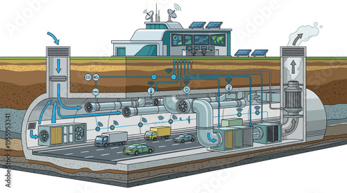 Cross-section illustration of a biogas plant.