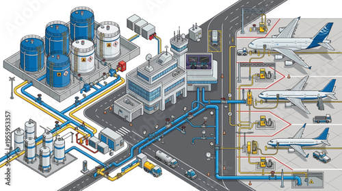 Airport fuel supply system infrastructure diagram.
