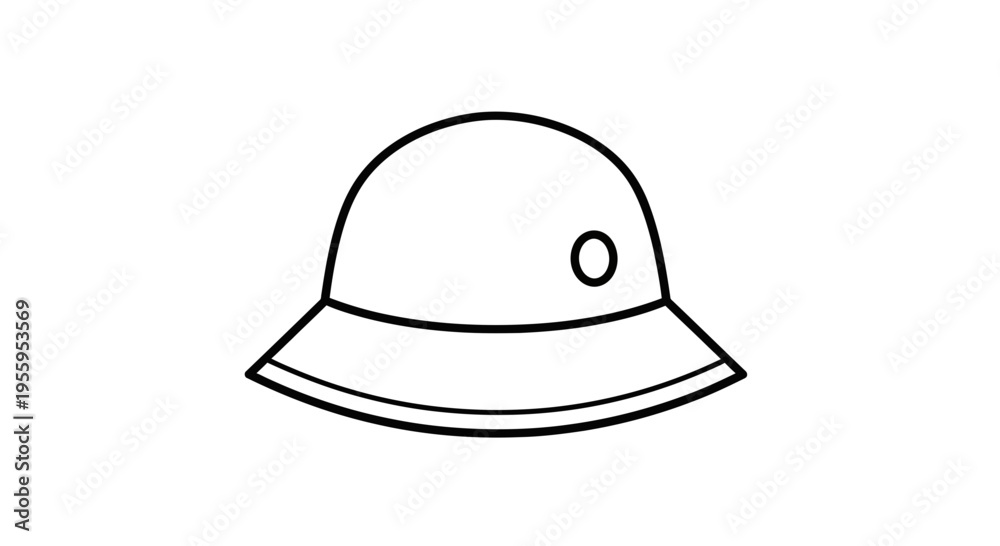 Fototapeta premium Safari Hat Icon, Pith Helmet Outline, Adventure Gear, Travel Accessory