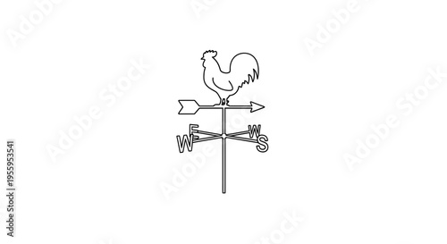 Rooster Weather Vane Silhouette - Symbol of Farm, Wind Direction, and Countryside