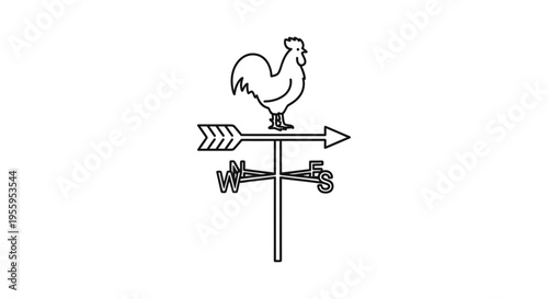 Rooster Weathervane Icon: Farmhouse Decor, Directional Arrow, Weather Indicator