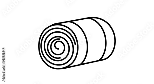 Rolled Sleeping Bag Icon, Camping and Outdoor Gear Vector Illustration