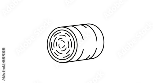 Round Hay Bale Icon, Agricultural Crop Storage, Farm Harvest Symbol