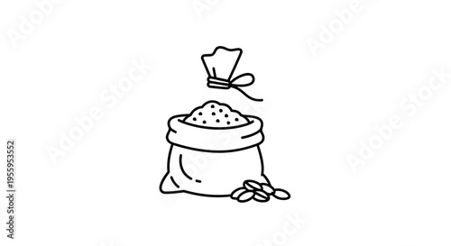 Sack of Grains Icon: Bag of Seeds, Food Ingredient, Agriculture, Organic Product