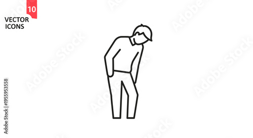 Sad Man Icon, Bent Over, Feeling Down, Depression, Sadness, Iconography