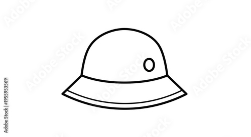 Safari Hat Icon, Pith Helmet Outline, Adventure Gear, Travel Accessory