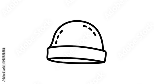 Simple Beanie Hat Icon, Minimalist Hand-Drawn Winter Headwear Vector