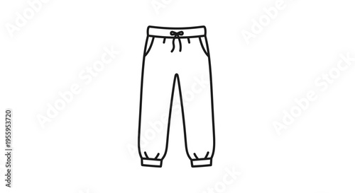 Line Drawing of Comfortable Jogger Pants with Drawstring Waist