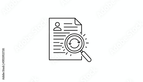 Magnifying Glass on Resume with Search Icon, Job Search and HR Concept