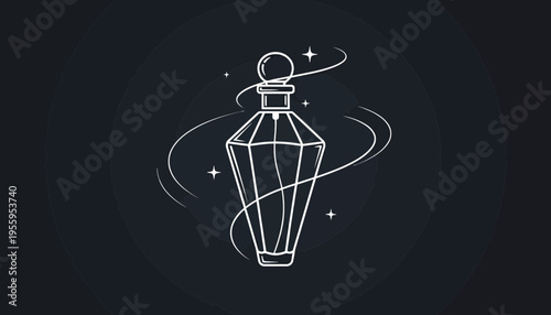 Magical Potion Bottle with Swirling Energy and Stars - Mystical Elixir Container