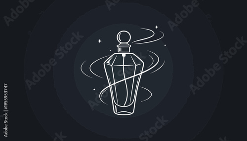Magical Perfume Bottle with Swirling Aura and Stars