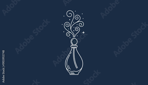 Magical Potion Bottle with Swirling Smoke and Stars - Mystical Elixir
