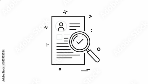 Magnifying glass over resume, job search, recruitment, hiring, and HR concept