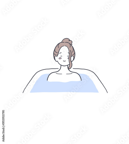湯船につかる気持ちよさそうな女性のイラスト素材